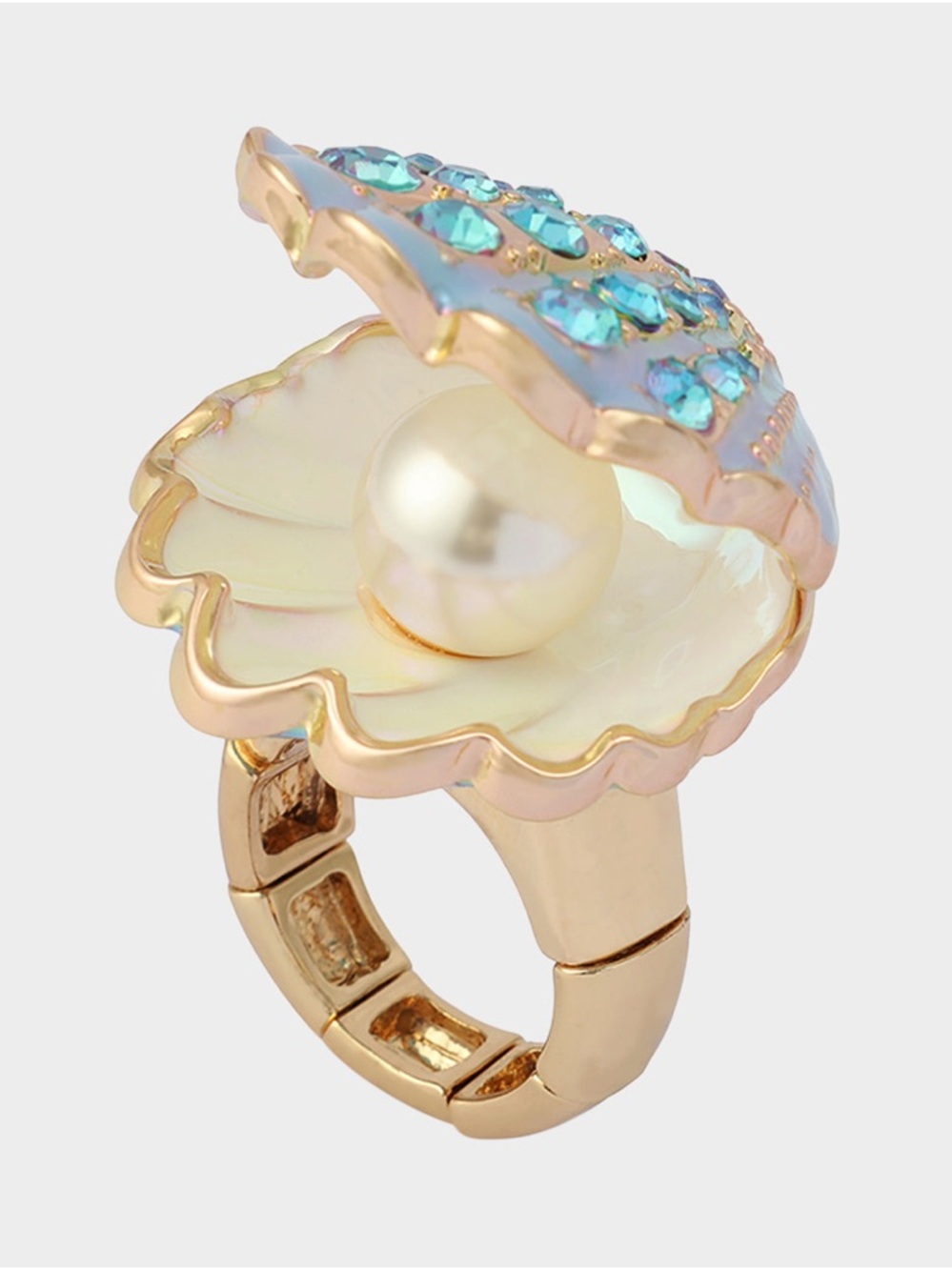 Betsey Johnson CLAM SHELL STRETCH RING BLUE
